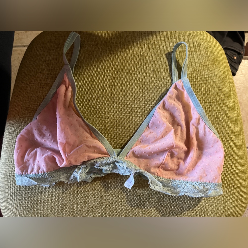 Green and pink bralette and panty set size small